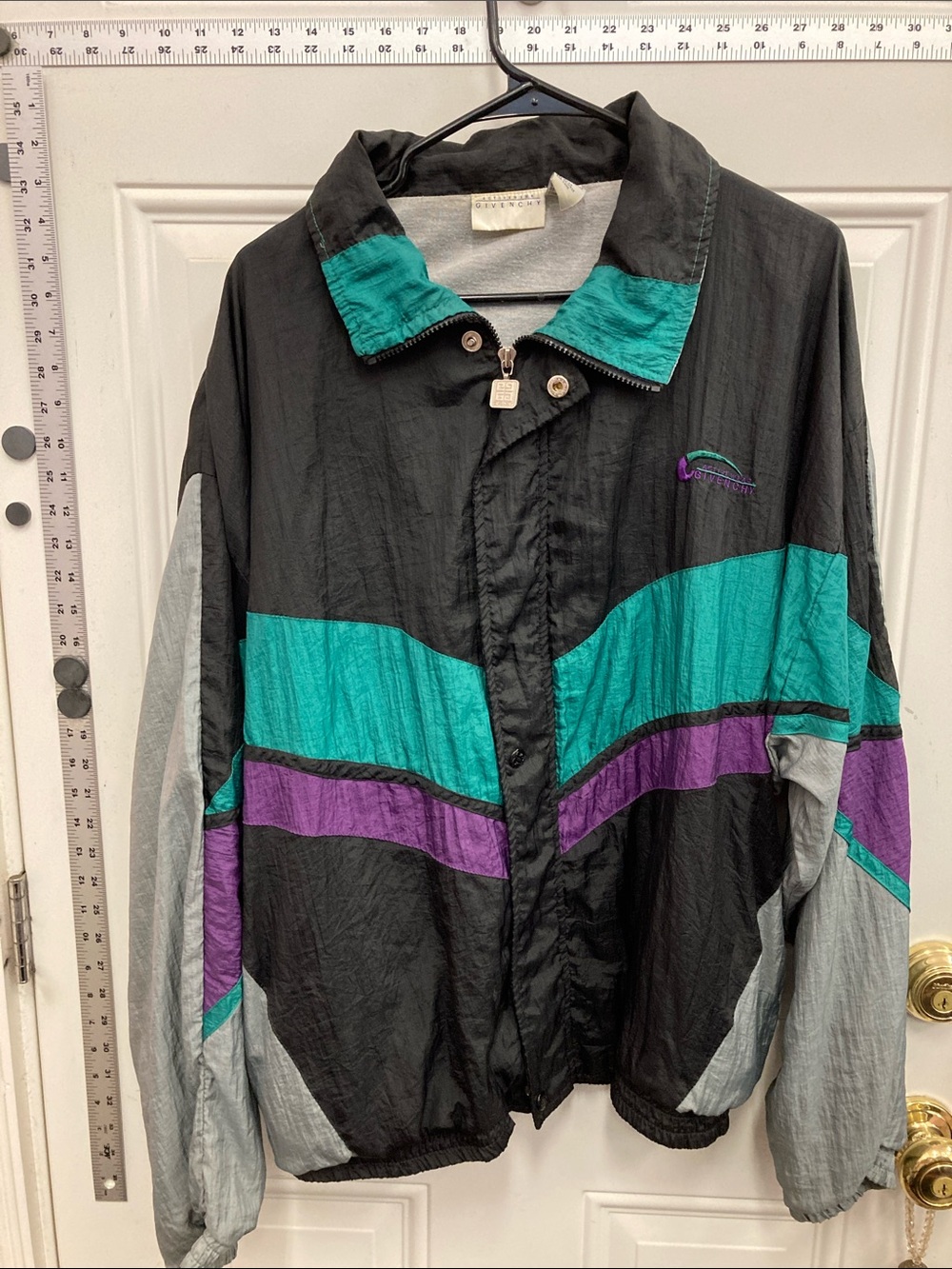 Givenchy, Black, Teal, Purple, Color-block, Windbreaker, Jacket, Retro, Vintage